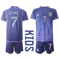 Argentina Rodrigo de Paul #7 Fotballklær Bortedraktsett Barn VM 2022 Kortermet (+ korte bukser)